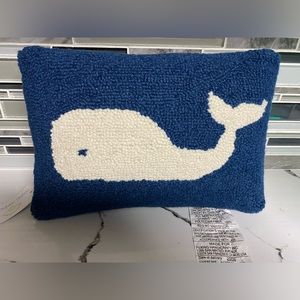 Handcrafted wool whale themed 9x12 throw pillow